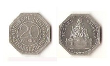 Germany Nuremberg 20 pfennig Notgeld Tugend Brunnen