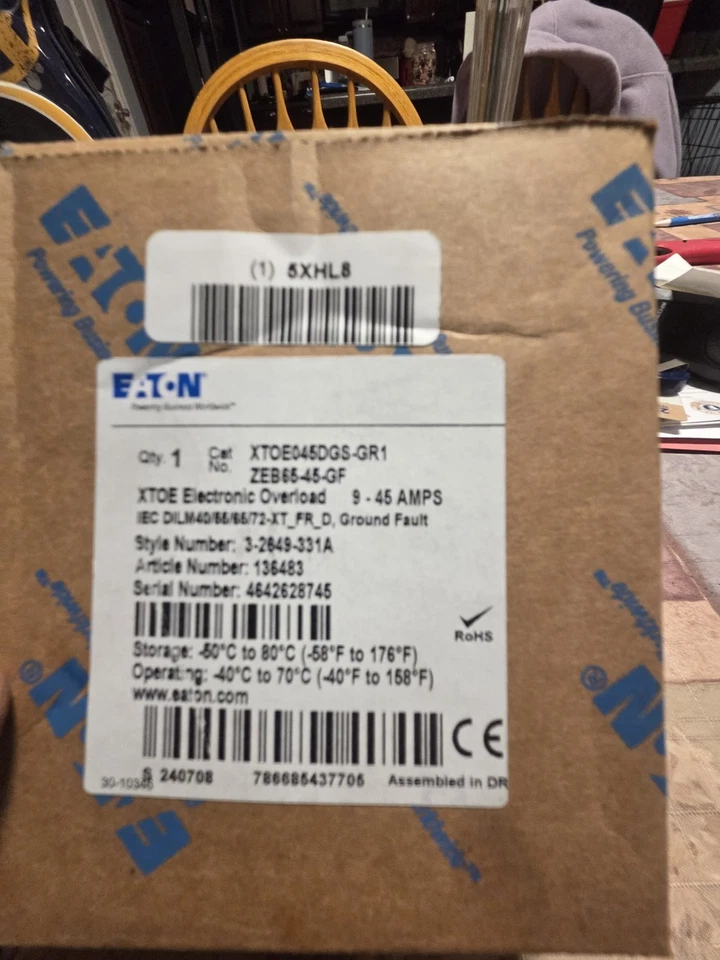 Relé de sobrecarga Eaton Xtoe045dgs, 1Nc/1No, corriente mínima de 9 A, corriente máxima de 45 A Foto 3 de 4