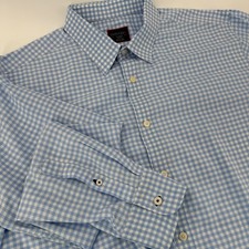UNTUCKit Men's Slim Fit Light Blue Gingham Button Down Shirt X-Large Cotton