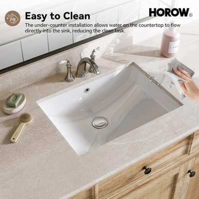 21.6'' Undermount Bathroom Sink Rectangle Under Counter Sinks with Overflow 