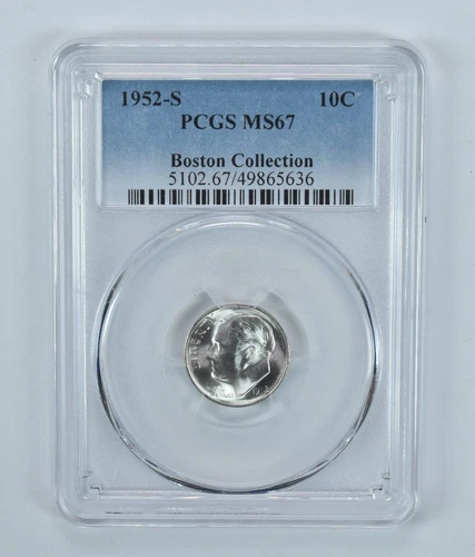1952-S Roosevelt Dime Boston Collection MS67 PCGS