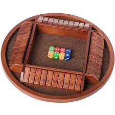 Shut The Box Dice Game,2-4 Player Family Wooden Board Table Math Games for Ad.