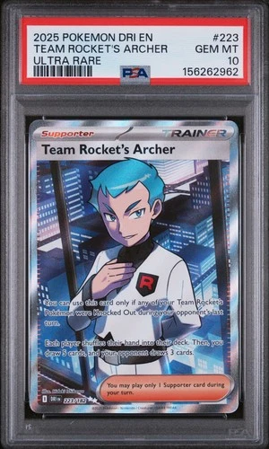 2025 POKEMON DRI EN-DESTINED RIVALS ULTRA RARE #223 TEAM ROCKET'S ARCHER PSA 10