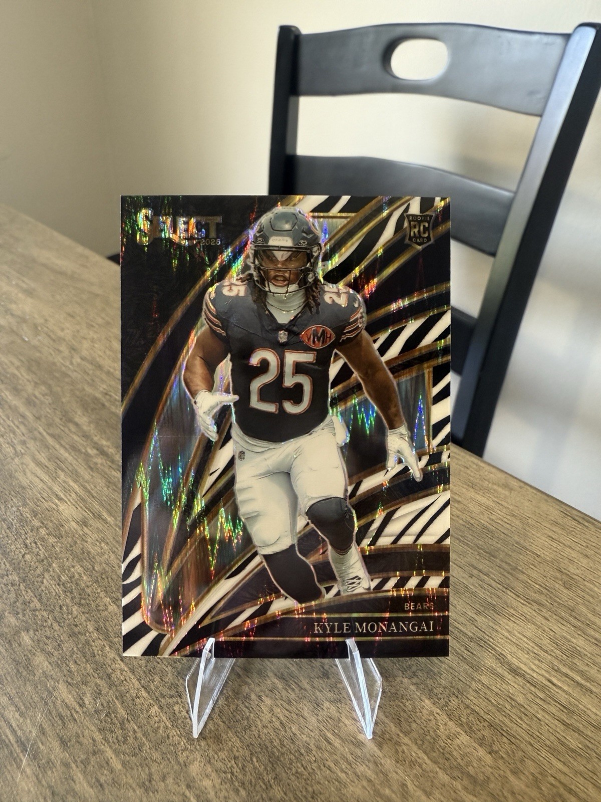 2025 Panini Select Kyle Monangai #274 Bears Rookie Club Level Zebra Shock Prizm