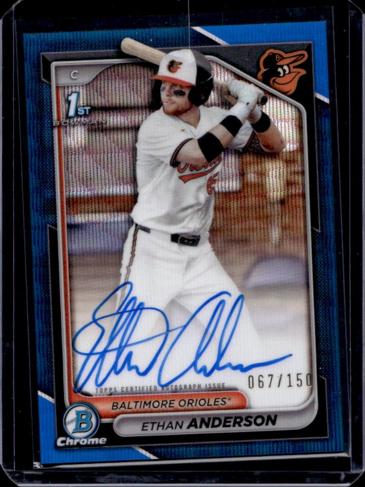 2024 Bowman Draft Ethan Anderson Chrome Auto Blue Wave Refractor 1st /150