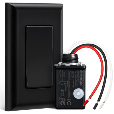 Wireless Light Switch and Receiver Kit Black, 15A High Power, No Wiring No Inter