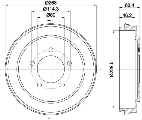 Rear Brake Drum Fits Chrysler Dodge Jeep Mintex MBD343 Outer Ø 268mm