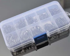 600pcs Fish Hooks 10 Sizes Fishing Black Silver Sharpened With Box Quality kit**