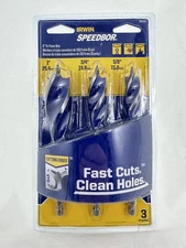 Irwin Speedbor Max 3-Pcs Tri-Flute Wood Drill Bit Set 6" Length 5/8", 3/4", 1