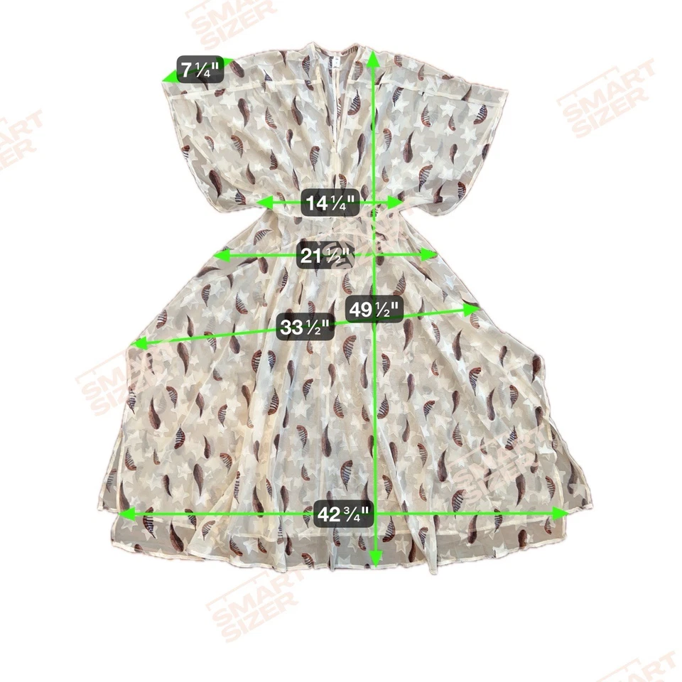 Unbranded Maxi Midi Dress XL Off-White Sheer Feather Star Flowy Unique Boho Y2K - Image 4 of 4