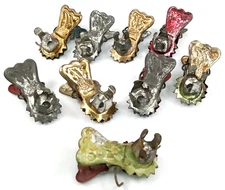 Antique Metal Clip On Christmas Tree Candle Holders Set Of 9 Gilded Age Holiday