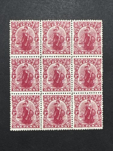 1926 New Zealand 1d Penny MNH-MH Only1 Block Of 9 Collectible Rare Stamps