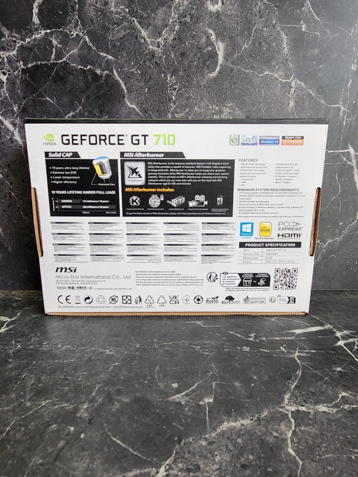 MSI GeForce GT 710 2GB GDRR3 64-bit Low Profile Graphics Card *NEW SEALED* - Image 2 of 3