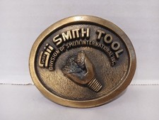 Vintage SMITH TOOL Solid Brass Belt Buckle Heavy Raised Drill Bit 