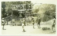 Lake Elsinore CA Olympic Fields Nudist Camp 1941 RPPC Photo Postcard COPY