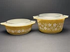 Vintage Pyrex Green Spring Blossom Set- 471 1pt And 473 1 Quart W/lids
