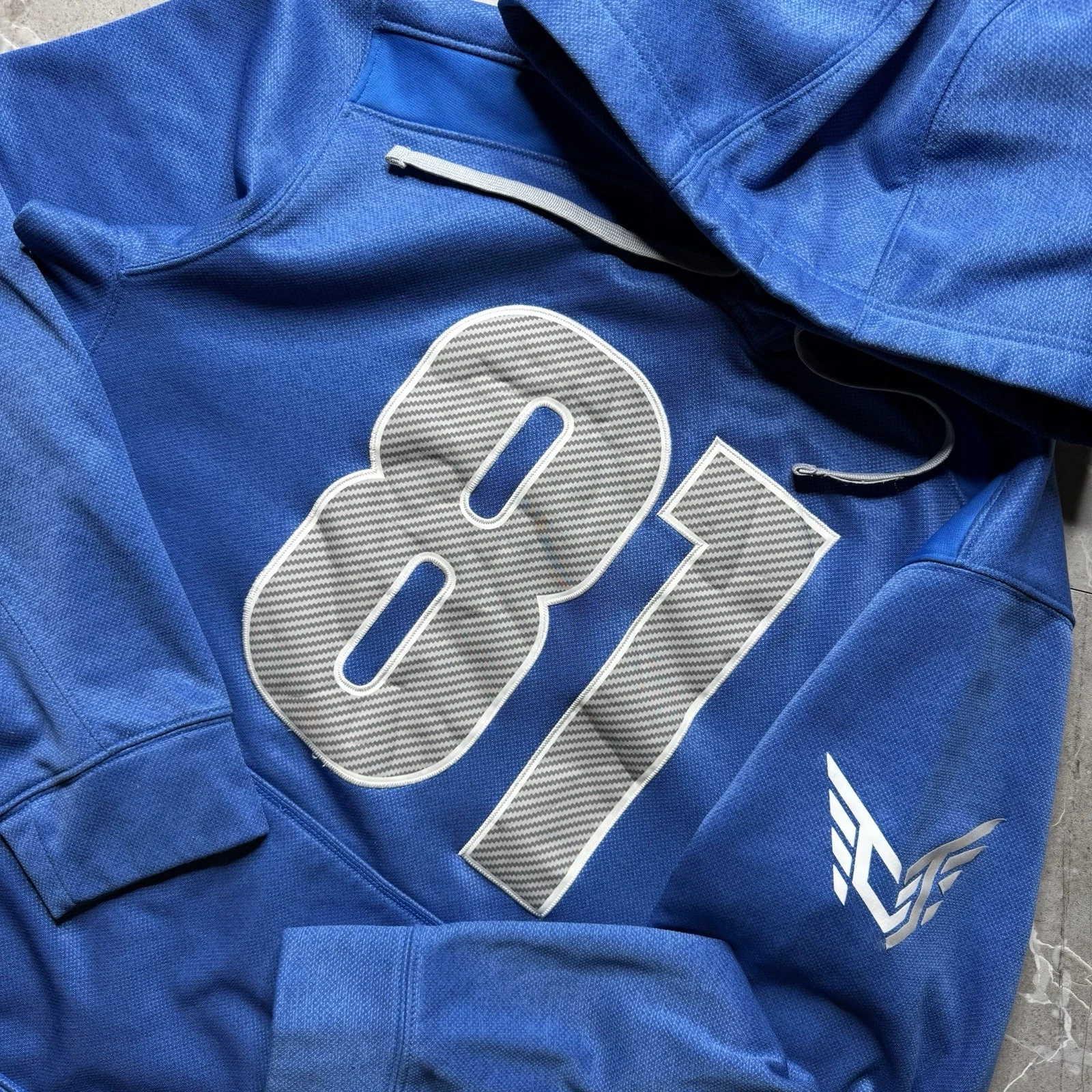 Nike Therma Fit Calvin Johnson Megatron Carbon Blue Hoodie Sweatshirt Sz Medium
