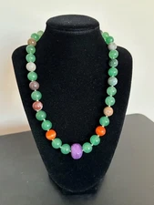 Multicolor Artisan Statement 18" Necklace Large Round Gemstones