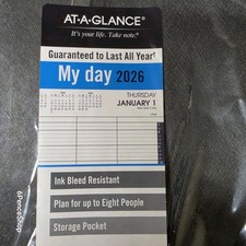 AT-A-GLANCE 2026 Daily Appointment Book 8 Person 2 Vol Set 8.5x11 Planner Black