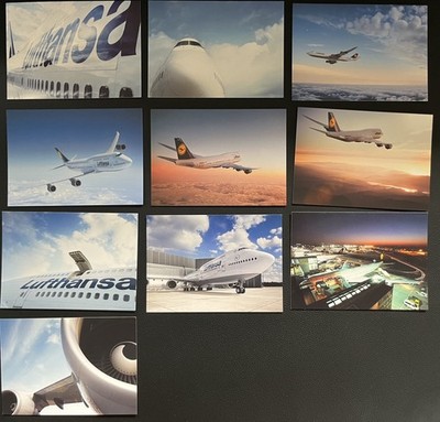 Original Lufthansa Postkarten Set B747-400 B747-8 10 Stück