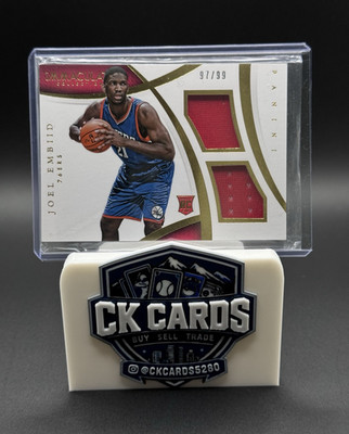Panini 2014-15 Immaculate Dual Memorabilia Joel Embiid 76ers DM-JE /99 RC