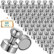 60 Pack Whiteboard Magnets Magnetic Push Pins 12 x 16mm Refrigerator Magnets ...