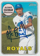 ALCIDES ESCOBAR SIGNED AUTO'D 2018 TOPPS HERITAGE CARD 445 KANSAS CITY ROYALS