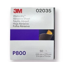 3M Wetordry Abrasive Sandpaper Sheet (02035, 2035), 800 Grit, 50 Count