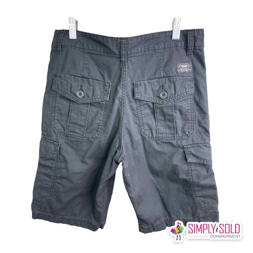 VANS Off The Wall Mens Cargo Shorts Black Cotton Pockets Flat Front Dark Wash 28 - Picture 2 of 10