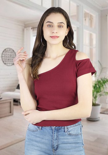 Artyska Womens Ribbed One Shoulder Crop Top - Picture 27 of 30