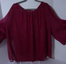 NWT LAUREN CONRAD Lightweight Flowing 2 in 1 Tunic Woman’s Size 4X Wine