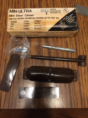 Adjustable Surface Mount Mini Wood or Metal Door Closer up to 150lbs Brown NOS