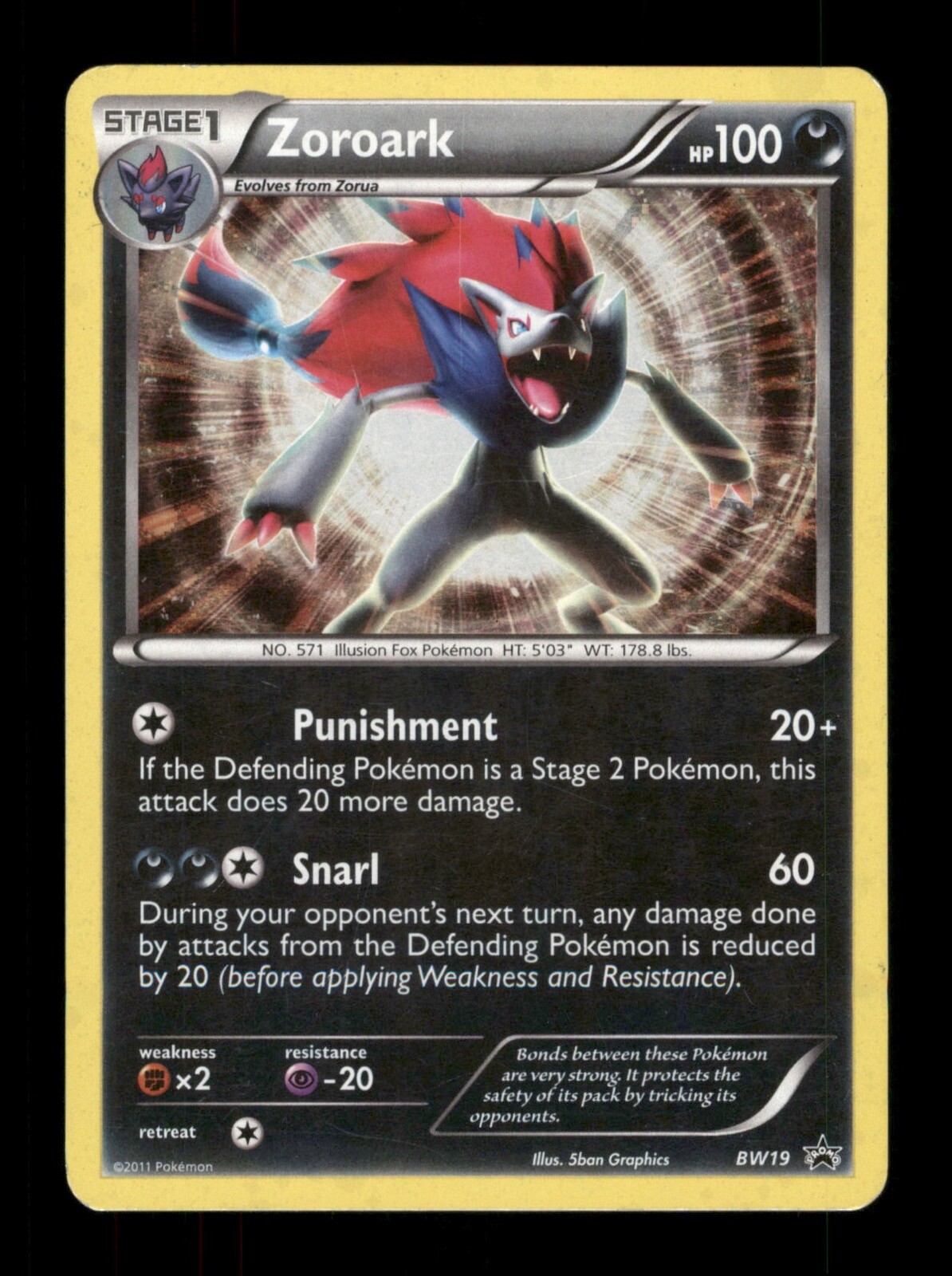 Zoroark Bw19 Holo 2011  Pokemon Trading Card TCG 
