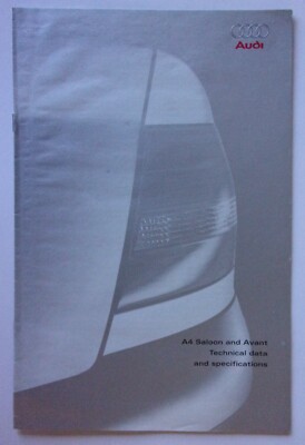 AUDI A4 SALOON & AVANT orig 1999 UK Mkt Technical Data & Specifications Brochure