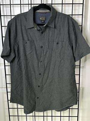Grizzly Mountain Mens XL Gray Short Sleeves Button Up Flannel Shirt Pockets