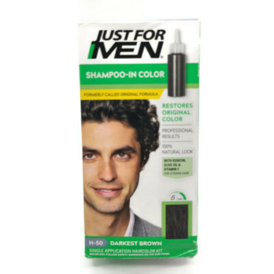 Just For Men Shampoo In Hair Color H-50 Darkest Brown New Unopened Free Shipping