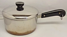 REVERE WARE COPPER BOTTOM STAINLESS COOKWARE 2 QUART SAUCEPAN POT & LID - USA
