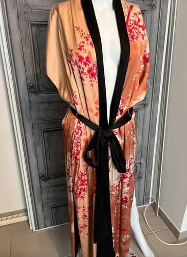 ZARA Kimono Dress Cherry Blossoms Multi Color Long SIZE XS-S REF 9012 845💕 - Picture 2 of 5