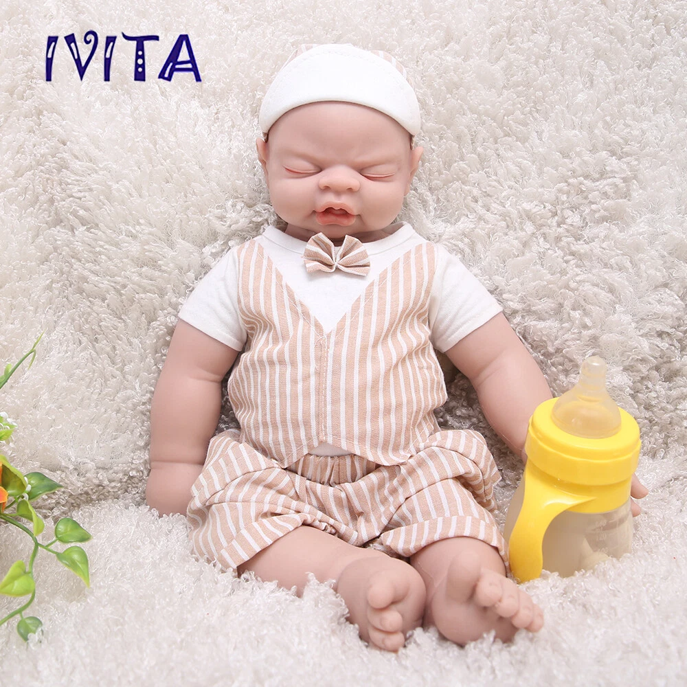 19 Soft Silicone Reborn Baby Doll Realistic Eyes Closed Sleeping Boy Xmas Gift