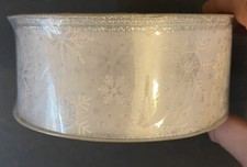 Snowflake Wired Poly Sheer Glitter Ribbon 2.5"X 50 Yards White/Silver Ribbon