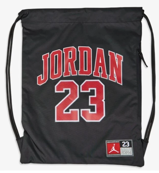 Nike Michael Jordan 23 Gym Sack Drawstring Bag Backpack Official Black Red