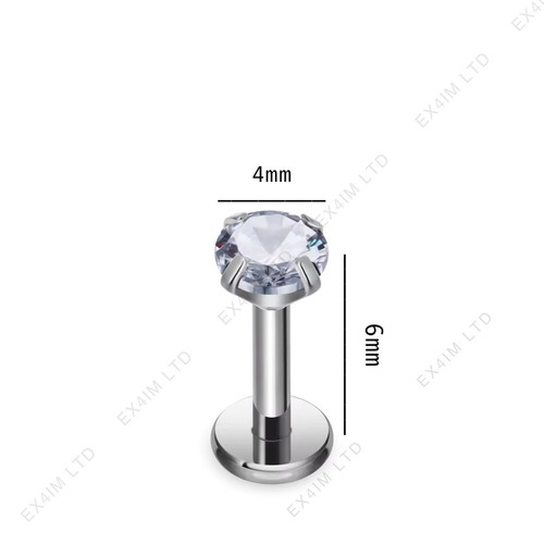 Knorpel Ohrringe Ohrstecker Titan Flachrücken Tragus Nase Helix Labret Piercing G23 - Bild 8 von 11