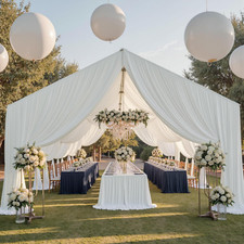 20Ftx40Ft Ivory Ceiling Curtain for Wedding Parties   4 Panels Wrinkle-Free 40 F