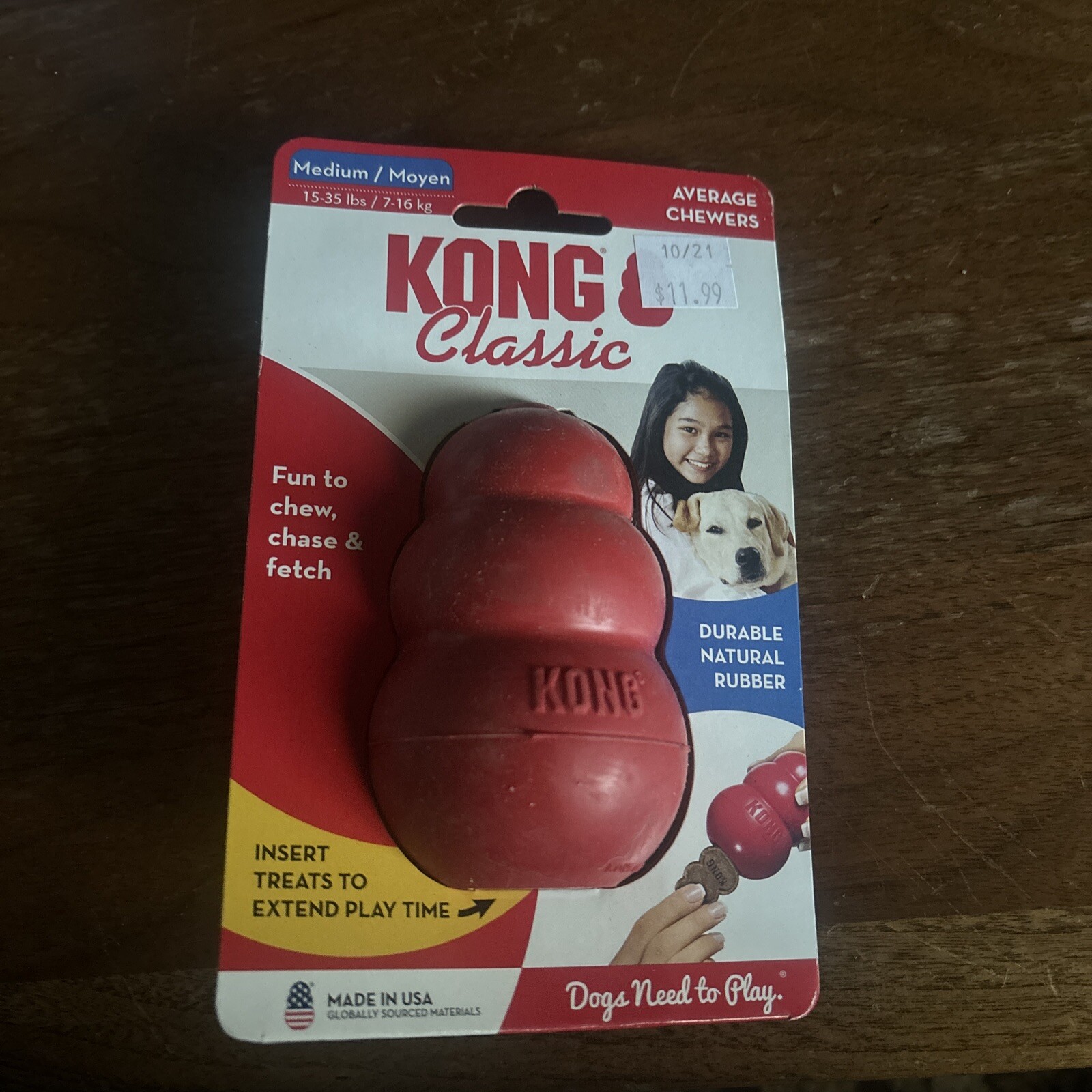 KONG Classic Medium Red Rubber Chew Toy for Dogs