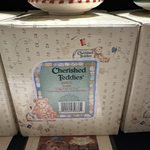 Lot of 3 Cherished Teddies 1997 Christmas Cup Love Joy Peace Bear Mug & Plates - Picture 6 of 19