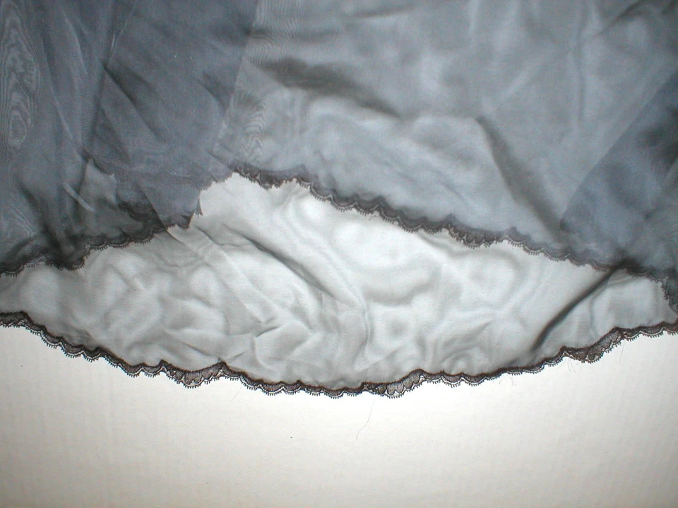 NWT New Designer Josie Natori Silk Womens Sheer Gown Chemise S Gray Lace Trim  - Image 4 of 4