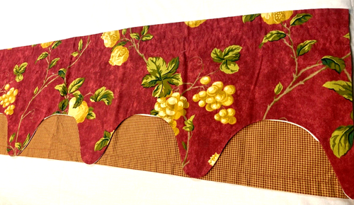 Waverly Mistral Valance Red Country Fruit Grapes Pomegranates Pears Checked 1