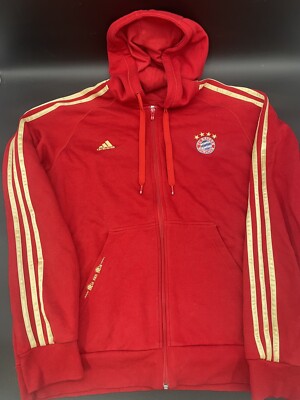 Red Men's Large Adidas FC Bayern Munich Sweatshirt Gold