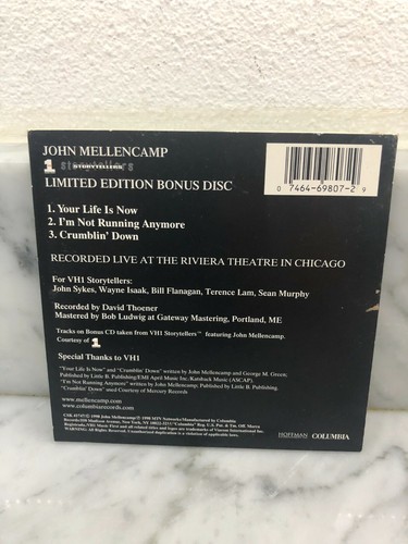 John Mellencamp : VH1 Storytellers Limited Edition Bonus Disc CD Live Songs - Picture 3 of 4