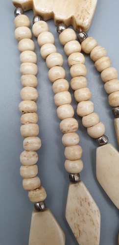 Vintage blass Knochen Perlenkette mit Multi-Strand Lätzchen, Perlen-State - Bild 6 von 18